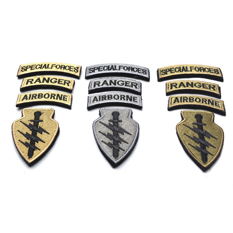 boshiho Military Patches, Tactical American Flag Patches Special Forces Ranger Airborne Badges 5 Pieces Hook and Loop Embroidered Morale Patch (Army Green) - Image 3